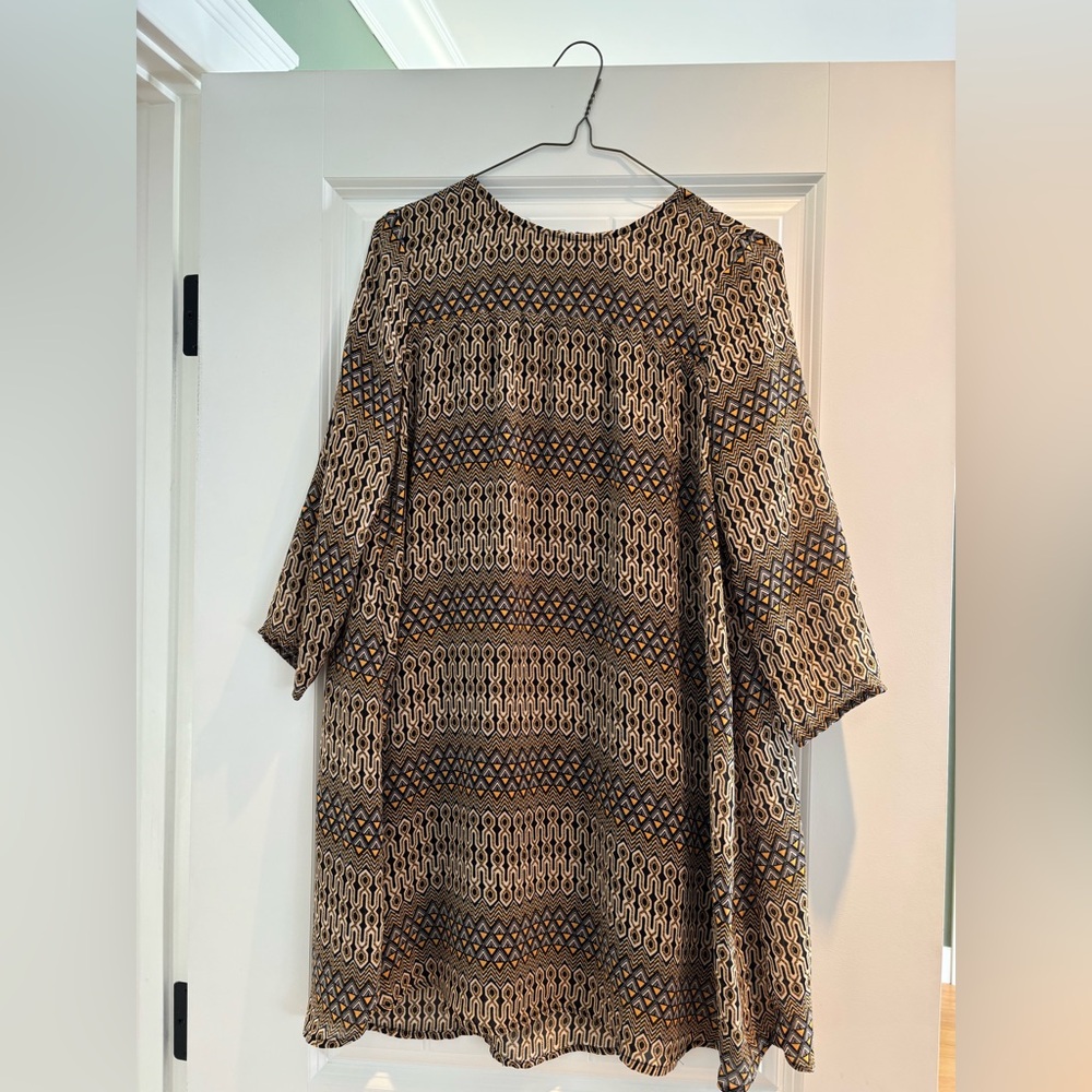 H&M Black and Gold Patterned Flowy Mini Dress